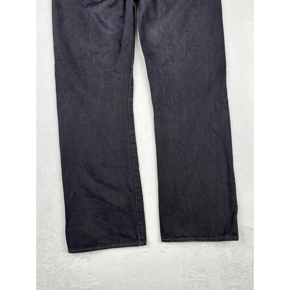 Levis 501 Original Fit Mens 38x30 Jeans Fuzzy Black Faded Grungy Washed Denim